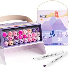 Divpusējie marķieri - flomasteri ARRTX Alp, 24 krāsas, violets tonis