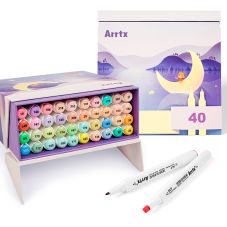 Divpusējie marķieri - flomasteri ARRTX Alp, 40 krāsas, pasteļtoņi