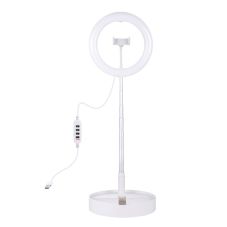 LED Ring Lamp 26cm with Folding Desktop Holder up to 138cm, USB                                     