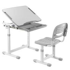 Screw-Locking Height Adjustable Kids Desk and Full-Backrest Chair Set                               