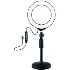 LED gredzenveida lampa 16cm, ar statīvu līdz 33cm, USB, RGBW