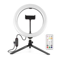 LED gredzenveida lampa 26cm, ar statīvu 8,3cm, USB