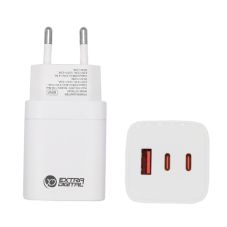 Charger EXTRA DIGITAL GaN 2x USB Type-C, USB Type-A: 65W, PPS                                       