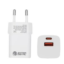 Charger EXTRA DIGITAL GaN USB Type-C, USB Type-A: 30W, PPS                                          