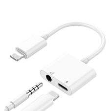 Duālais adapteris iPhone Lightning - 3,5 mm austiņām un lādētājam