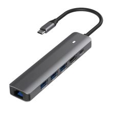 Adapter USB Type-C - HDMI, LAN, 3x USB 3.0 Type-A, USB Type-C PD100W                                