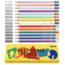 Drawing Sketch Pencil Set ARRTX, 4H, 3H, 2H, H, F, HB, B, 2B, 3B, 4B, 5B, 6B, 7B, 8B, 14pcs         